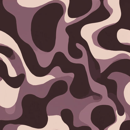 Retro Abstract Wallpaper Mauve Brown Organic Shapes Mid Century Modern Decor