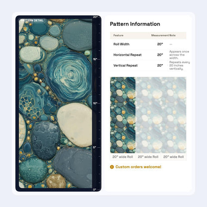 Blue Agate Wallpaper Coastal Geode Stone Pattern Luxury Ocean Inspired Decor