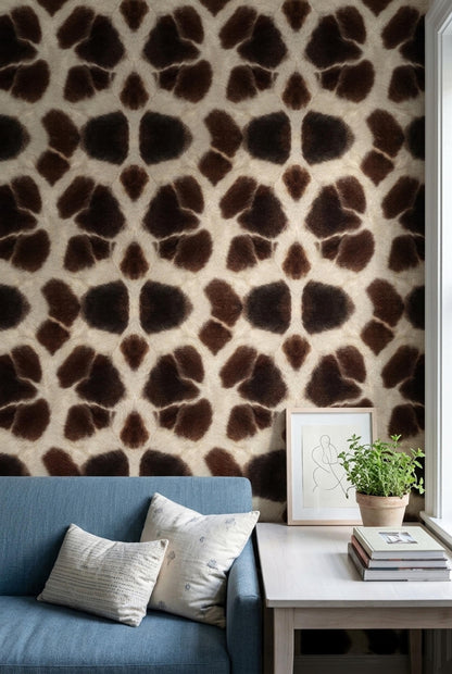 Giraffe Print Wallpaper Safari Luxe Animal Pattern Neutral Brown Statement Decor