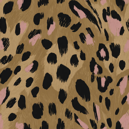 Blush Leopard Print Wallpaper Chic Animal Pattern Pink Beige Glam Accent Wall Decor