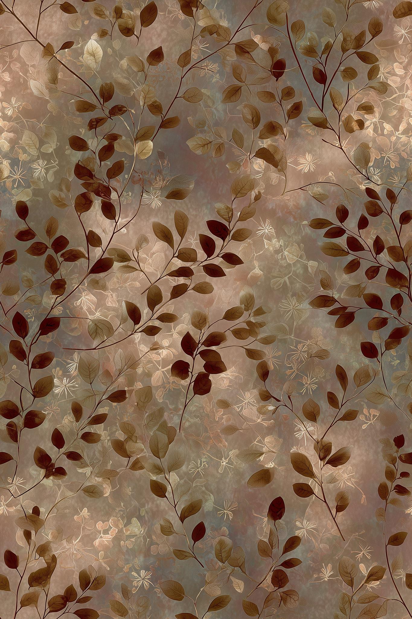 Organic Modern Botanical Wallpaper Neutral Leaf Pattern Earth Tone Nature Decor