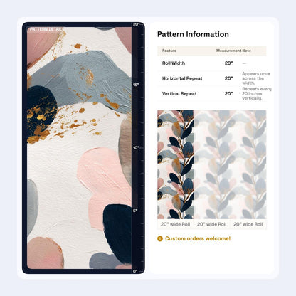 Abstract Botanical Wall Decor Modern Leaf Pattern Navy Blush Japandi Statement Design