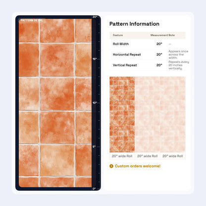 Terracotta Tile Wallpaper Mediterranean Spanish Inspired Ceramic Pattern Rustic Wall Decor