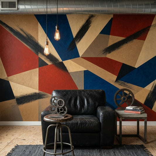 Bauhaus Wall Mural Geometric Abstract Mid Century Modern Color Block Statement Wall Decor