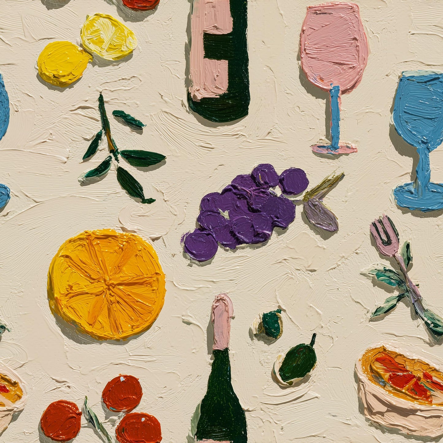 Mediterranean Wine Wallpaper Italian Bistro Pattern Vineyard Fruit Wall Decor