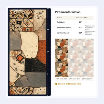 Wabi Sabi Stone Mosaic Wallpaper Terra Cotta Patchwork Organic Modern Wall Decor