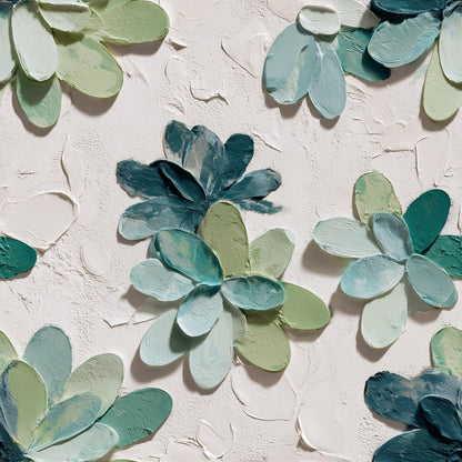 3D Petal Bloom Wallpaper Sage Green Floral Wall Decor Soft Organic Modern Design