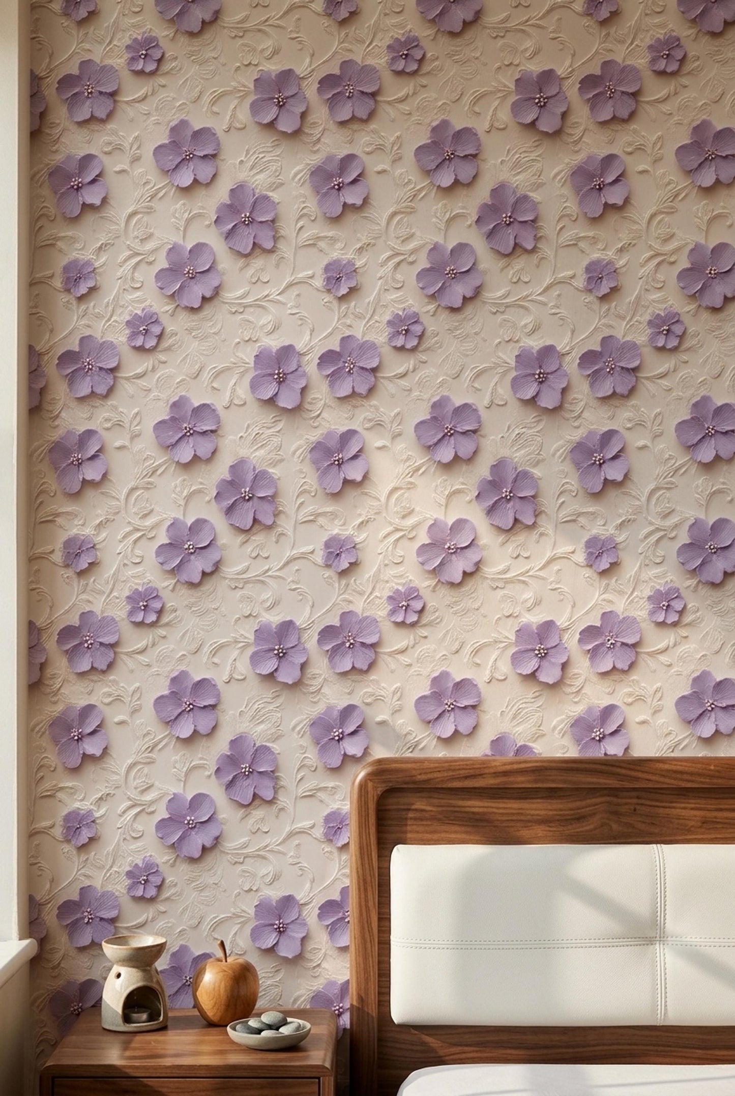 3D Floral Relief Wallpaper Romantic French Chateau Grandmillennial Wall Decor