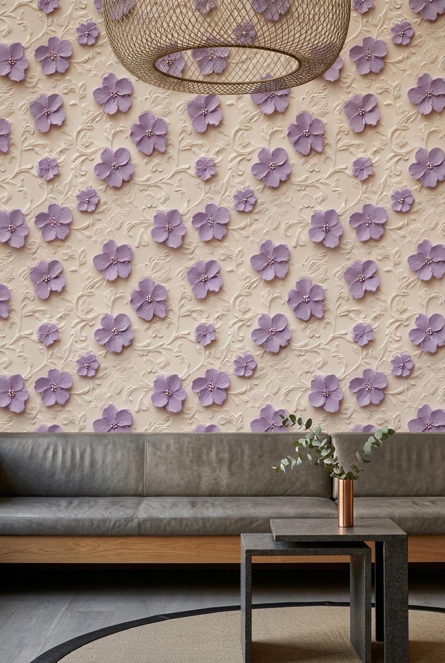 3D Floral Relief Wallpaper Romantic French Chateau Grandmillennial Wall Decor