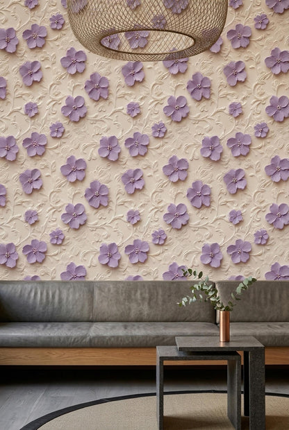 3D Floral Relief Wallpaper Romantic French Chateau Grandmillennial Wall Decor