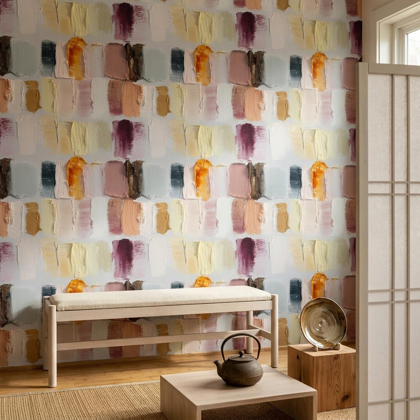 Textured Brushstroke Wallpaper Soft Luxury Abstract Art Gallery Wall Decor