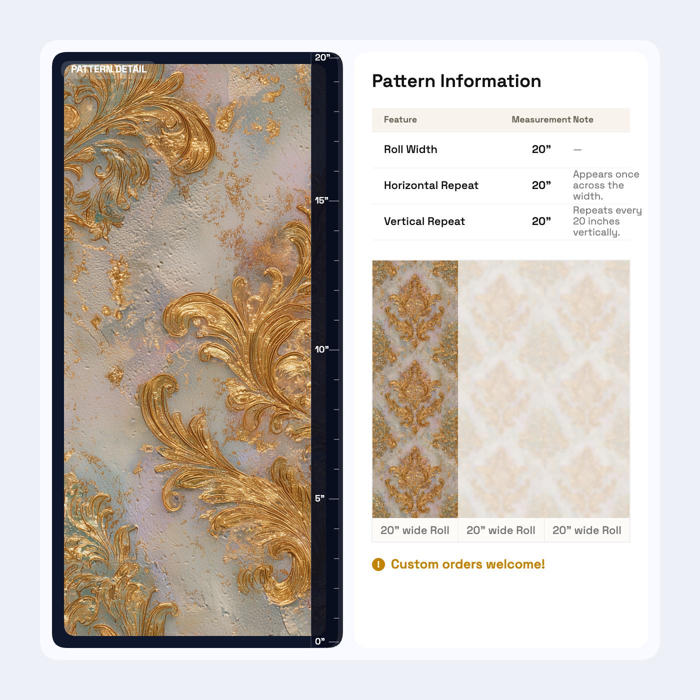 Luxury Baroque Damask Wallpaper Gold French Victorian Classic Wall Decor Pattern