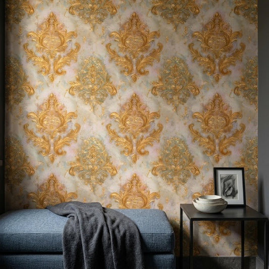 Luxury Baroque Damask Wallpaper Gold French Victorian Classic Wall Decor Pattern