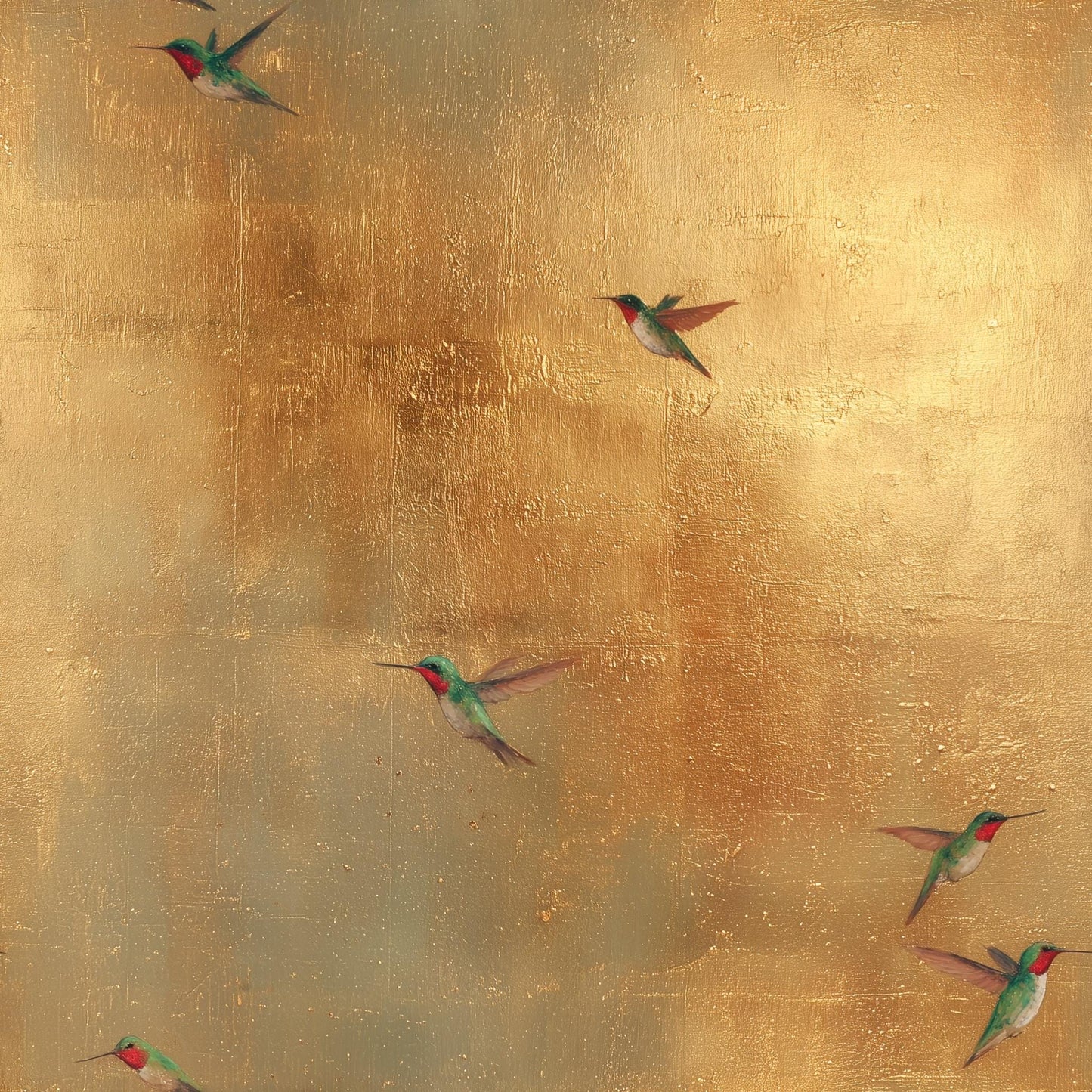 Golden Hummingbird Wallpaper Metallic Luxe Bird Pattern Art Deco Wall Decor Gold