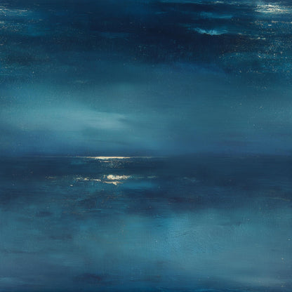 Midnight Ocean Wallpaper Moody Coastal Abstract Blue Seascape Luxury Wall Decor
