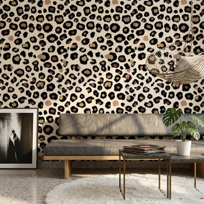 Leopard Print Wallpaper Neutral Animal Pattern Safari Chic Wall Decor Quiet Luxury
