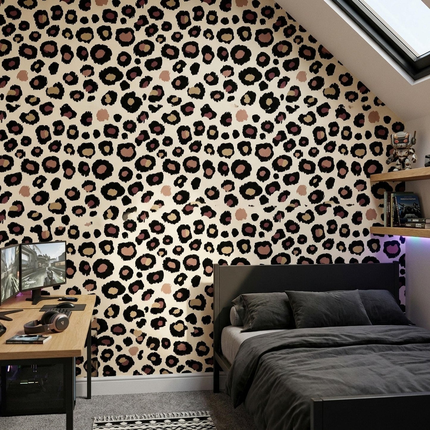 Leopard Print Wallpaper Neutral Animal Pattern Safari Chic Wall Decor Quiet Luxury