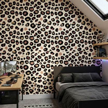 Leopard Print Wallpaper Neutral Animal Pattern Safari Chic Wall Decor Quiet Luxury