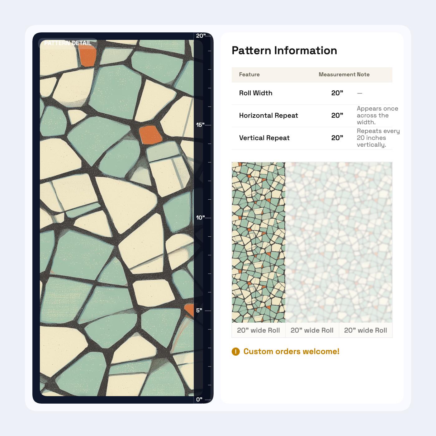 Geometric Mosaic Wallpaper Mid Century Modern Terrazzo Pattern Mint Green Wall Decor