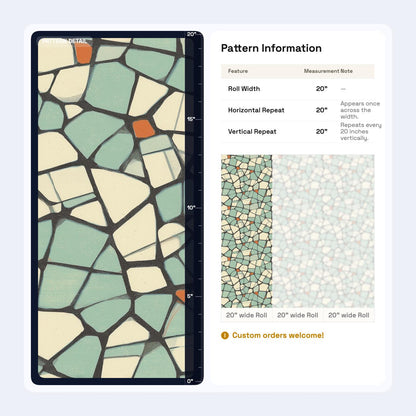 Geometric Mosaic Wallpaper Mid Century Modern Terrazzo Pattern Mint Green Wall Decor