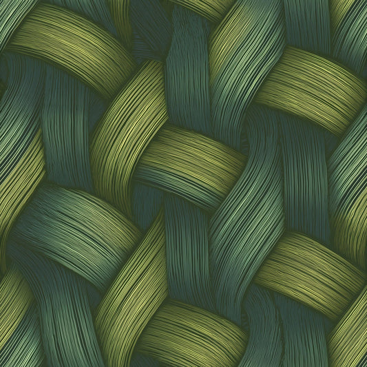 Green Woven Wallpaper Textured Basket Weave Wallpaper Organic Modern Wall Decor