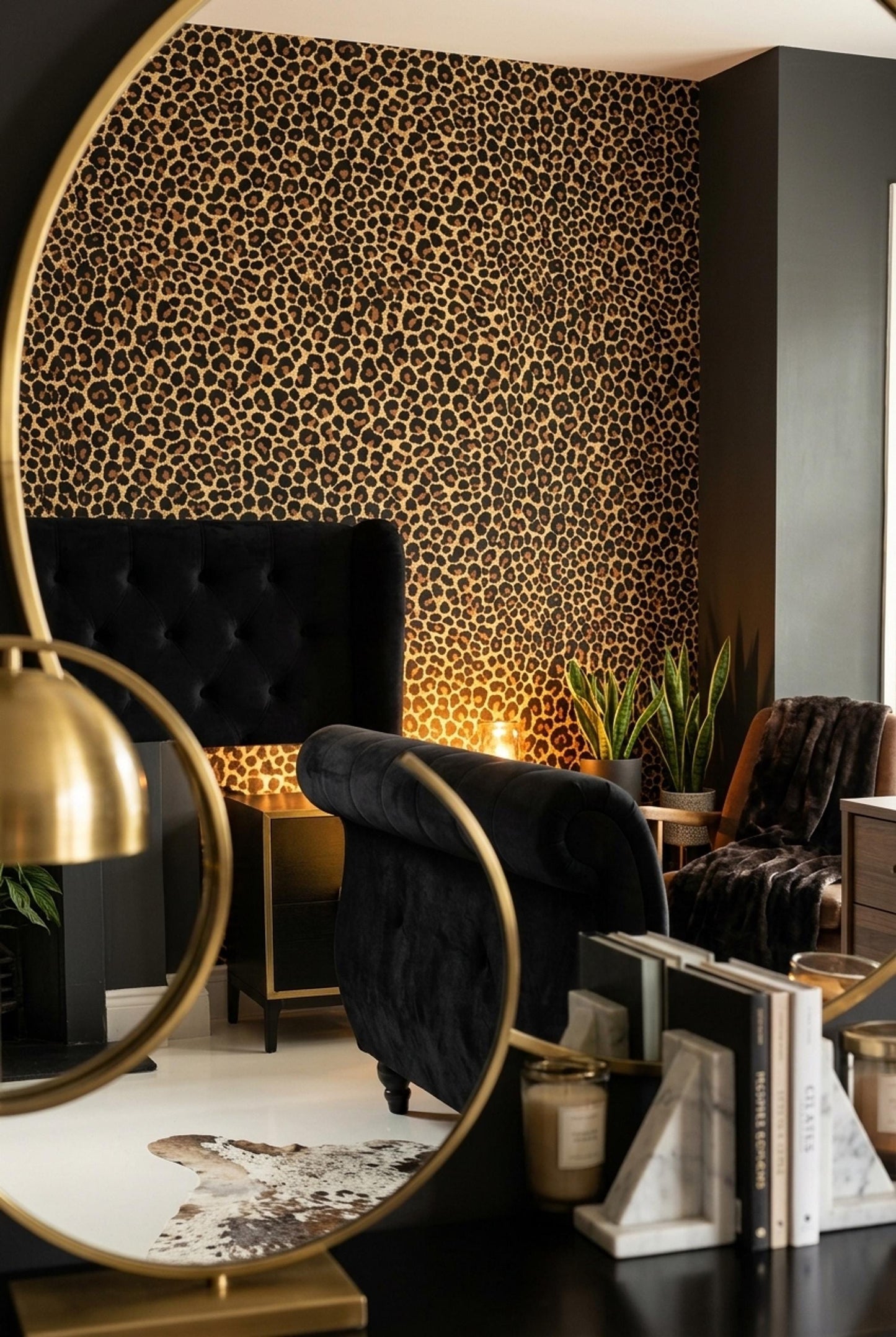 Neutral Leopard Wallpaper Safari Decor Maximalist Wall Covering Luxury Animal Pattern
