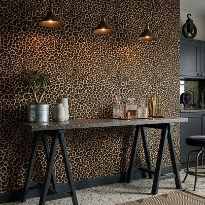 Neutral Leopard Wallpaper Safari Decor Maximalist Wall Covering Luxury Animal Pattern