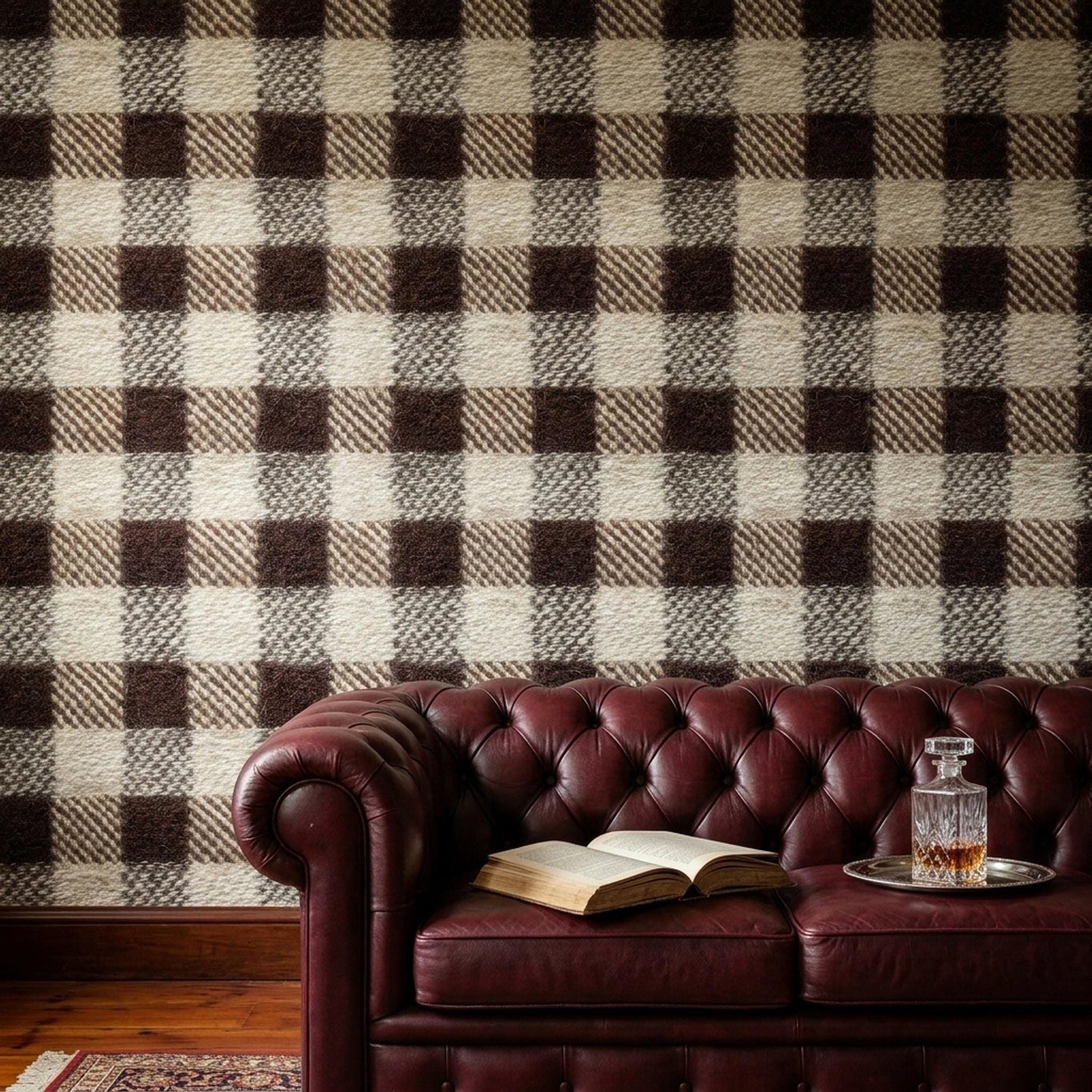 Rustic Plaid Wallpaper Cozy Cabin Decor Lodge Style Check Pattern Wall Covering