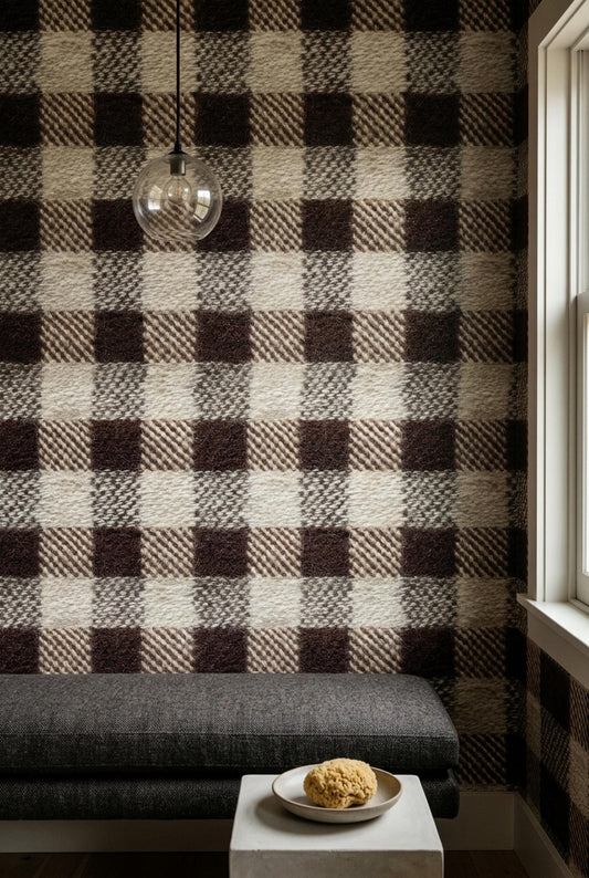 Rustic Plaid Wallpaper Cozy Cabin Decor Lodge Style Check Pattern Wall Covering