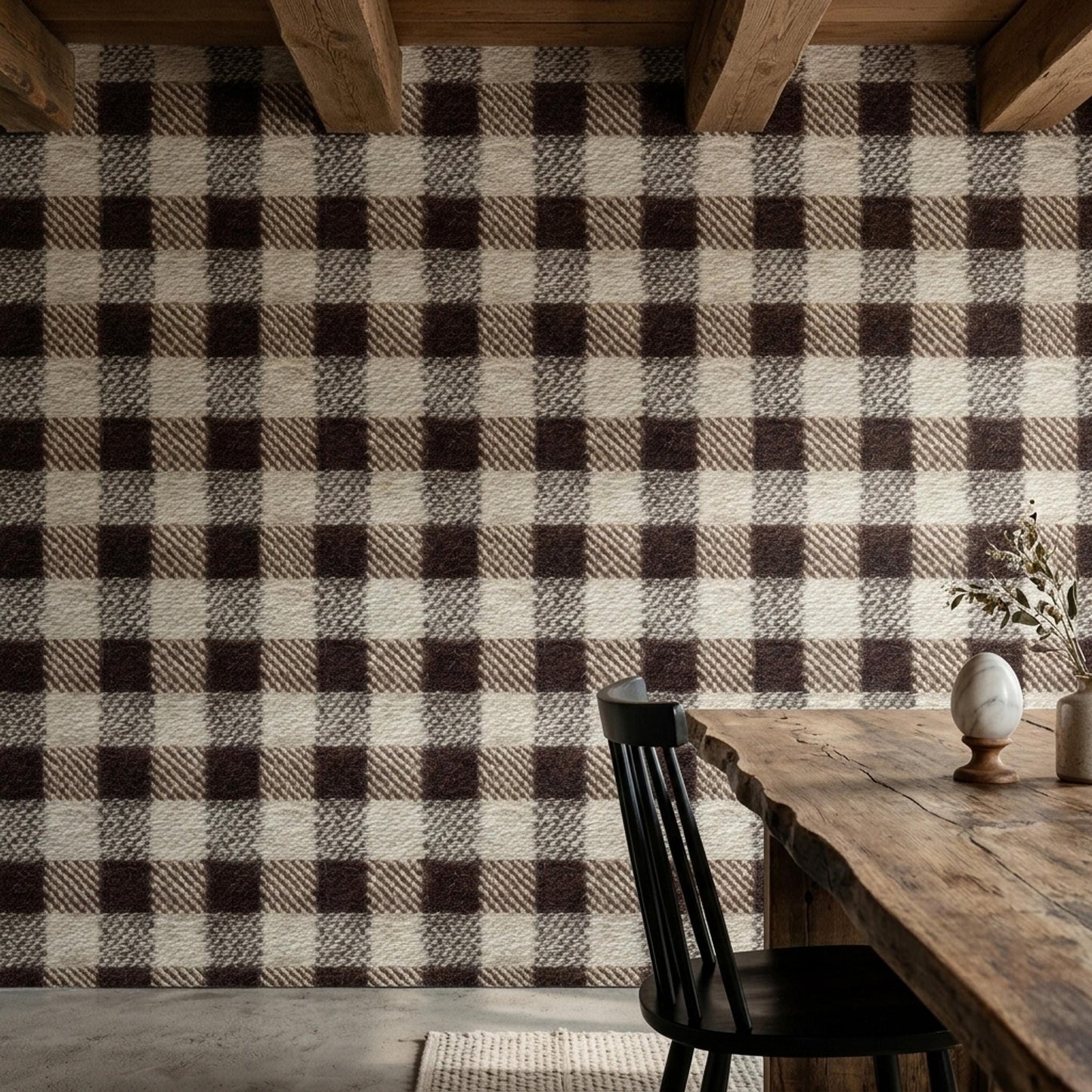 Rustic Plaid Wallpaper Cozy Cabin Decor Lodge Style Check Pattern Wall Covering