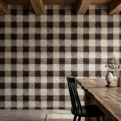 Rustic Plaid Wallpaper Cozy Cabin Decor Lodge Style Check Pattern Wall Covering