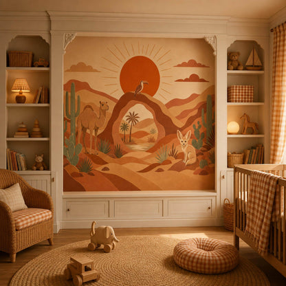 Paper Texture Wallpaper Desert Landscape Vintage Illustration Wall Mural