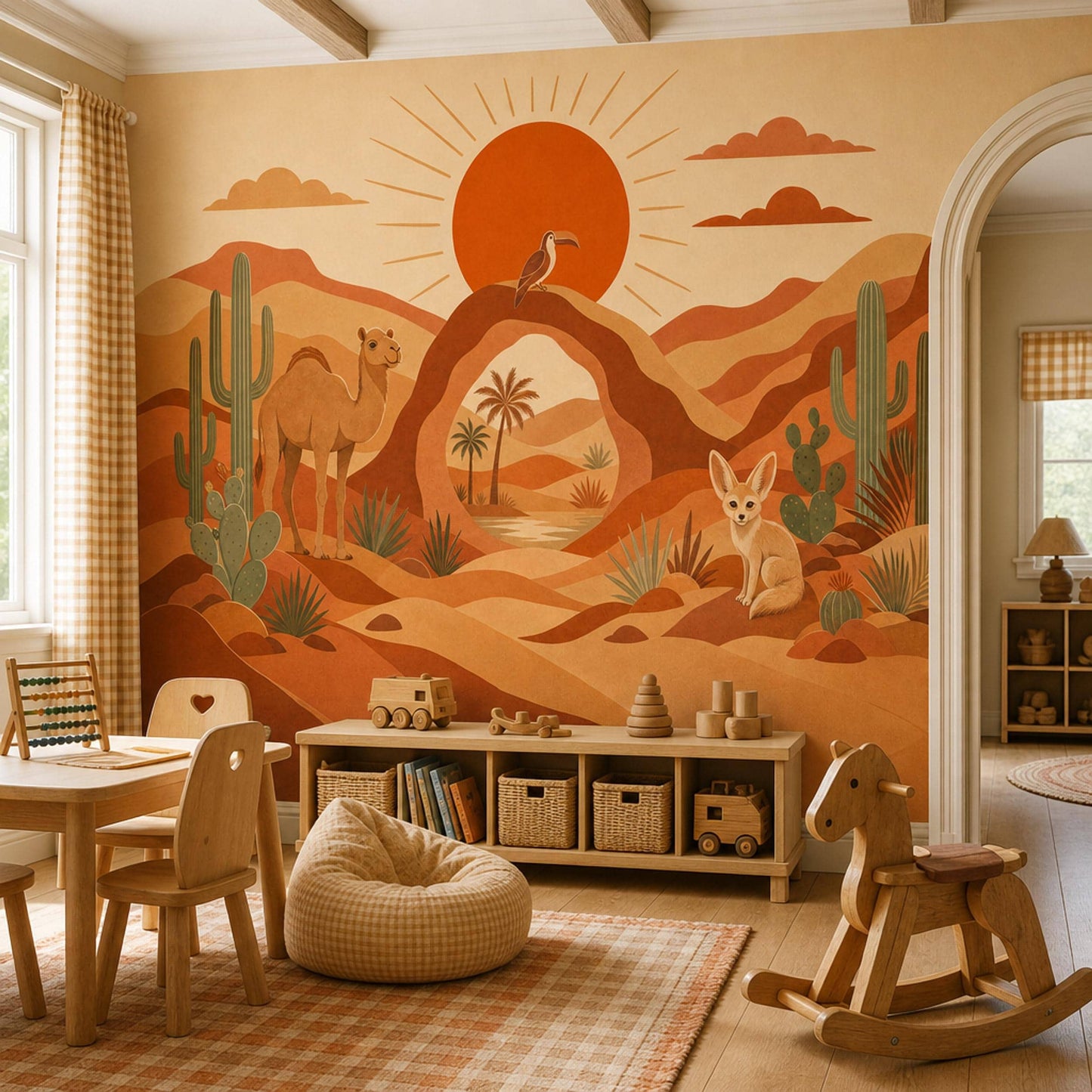 Paper Texture Wallpaper Desert Landscape Vintage Illustration Wall Mural