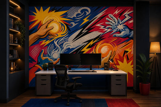 Modern Pop Art Office Wall Mural Creative Workspace Wallpaper Colorful Meeting Room Decor