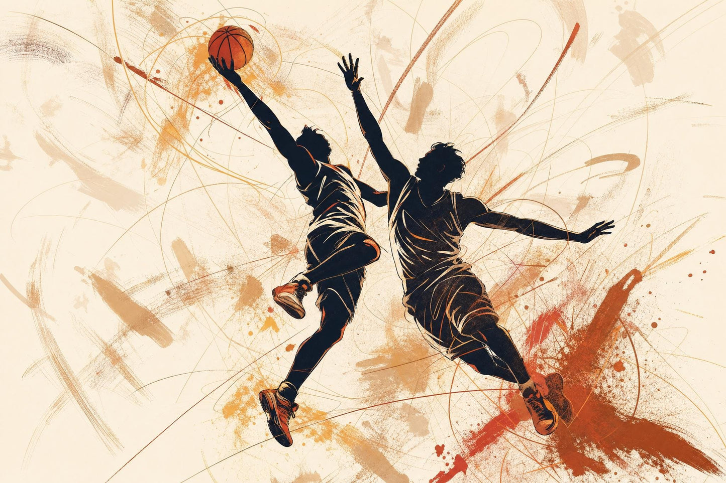 Basketball Wall Mural Modern Sports Decor Athletic Wallpaper Home Gym Training Room Decor