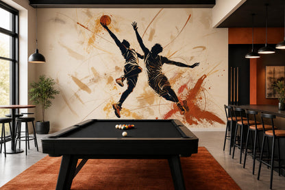 Basketball Wall Mural Modern Sports Decor Athletic Wallpaper Home Gym Training Room Decor