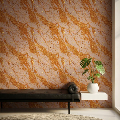 Modern Glam Wallpaper Gold Splash Abstract Pattern Pink Luxury Contemporary Wall Decor