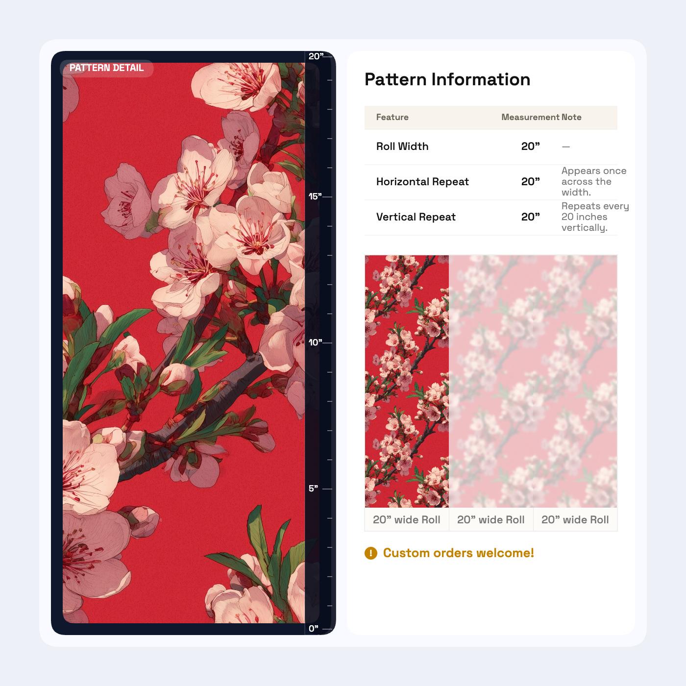 Red Cherry Blossom Wallpaper Japanese Sakura Chinoiserie Floral Asian Wall Decor