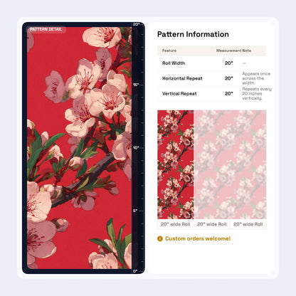 Red Cherry Blossom Wallpaper Japanese Sakura Chinoiserie Floral Asian Wall Decor