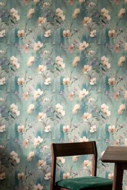 Soft Impressionist Floral Wallpaper Romantic Botanical French Country Wall Decor