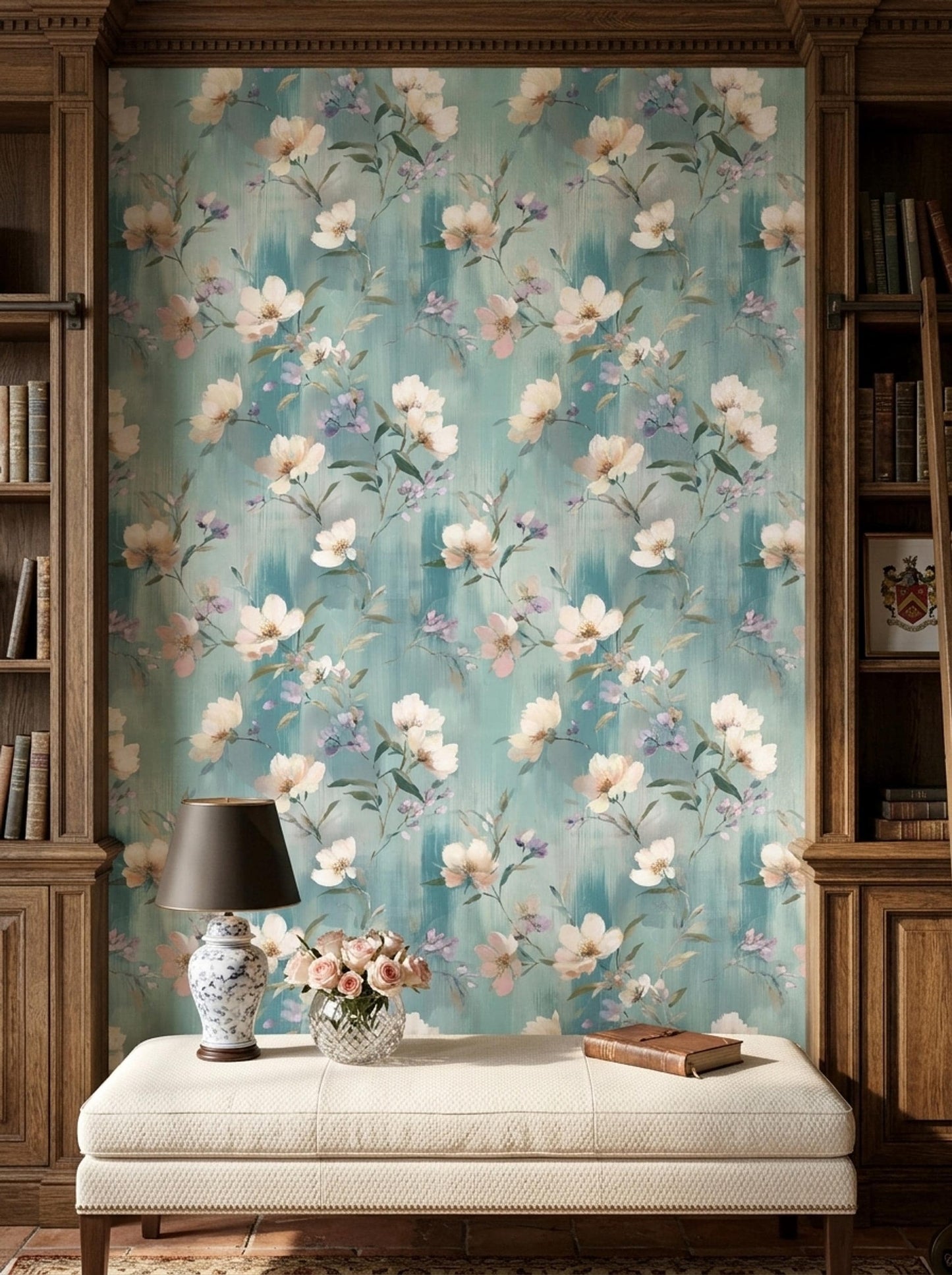 Soft Impressionist Floral Wallpaper Romantic Botanical French Country Wall Decor
