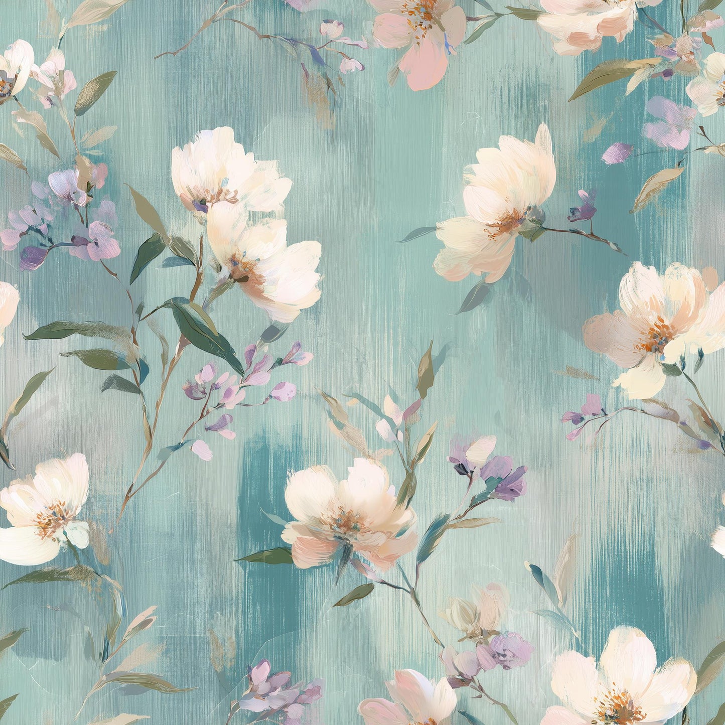 Soft Impressionist Floral Wallpaper Romantic Botanical French Country Wall Decor