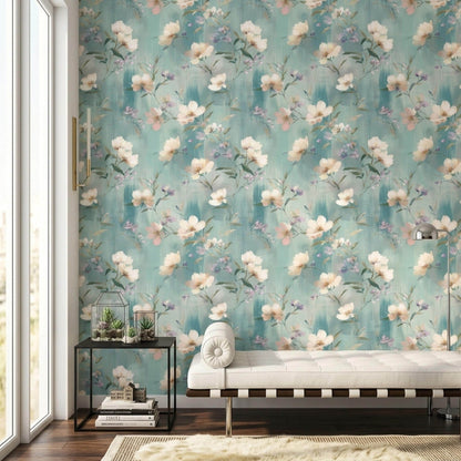 Soft Impressionist Floral Wallpaper Romantic Botanical French Country Wall Decor