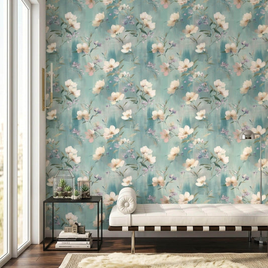 Soft Impressionist Floral Wallpaper Romantic Botanical French Country Wall Decor
