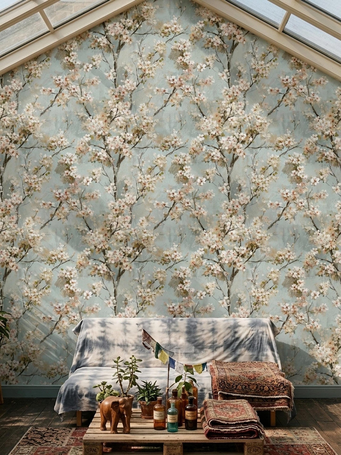 Fine Art Blossom Wallpaper Orchard Floral Oil Painting Botanical Wall Decor