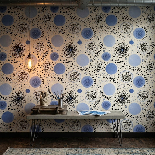 Scandinavian Modern Wallpaper Mid Century Abstract Nordic Geometric Wall Decor