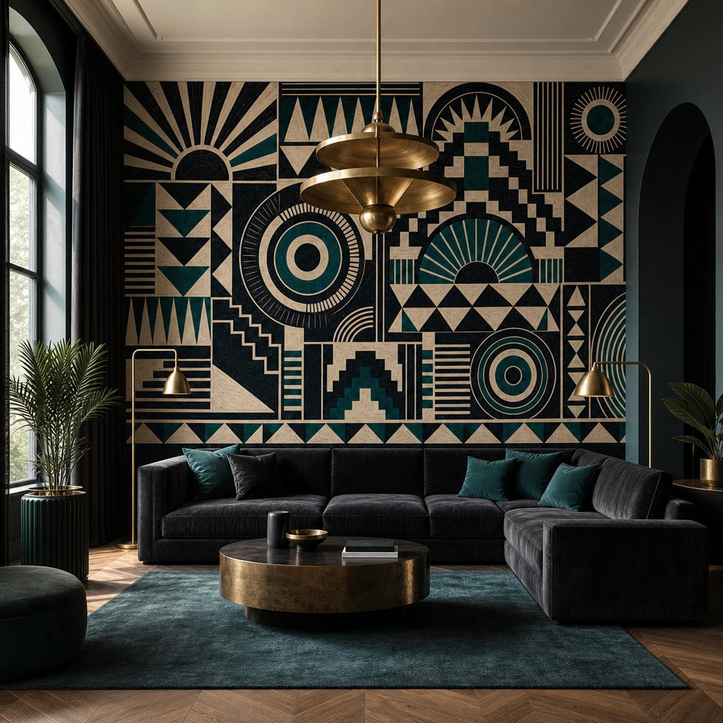 Modernist Architectural Wall Mural Brutalist Geometry Memphis Revival Statement Decor