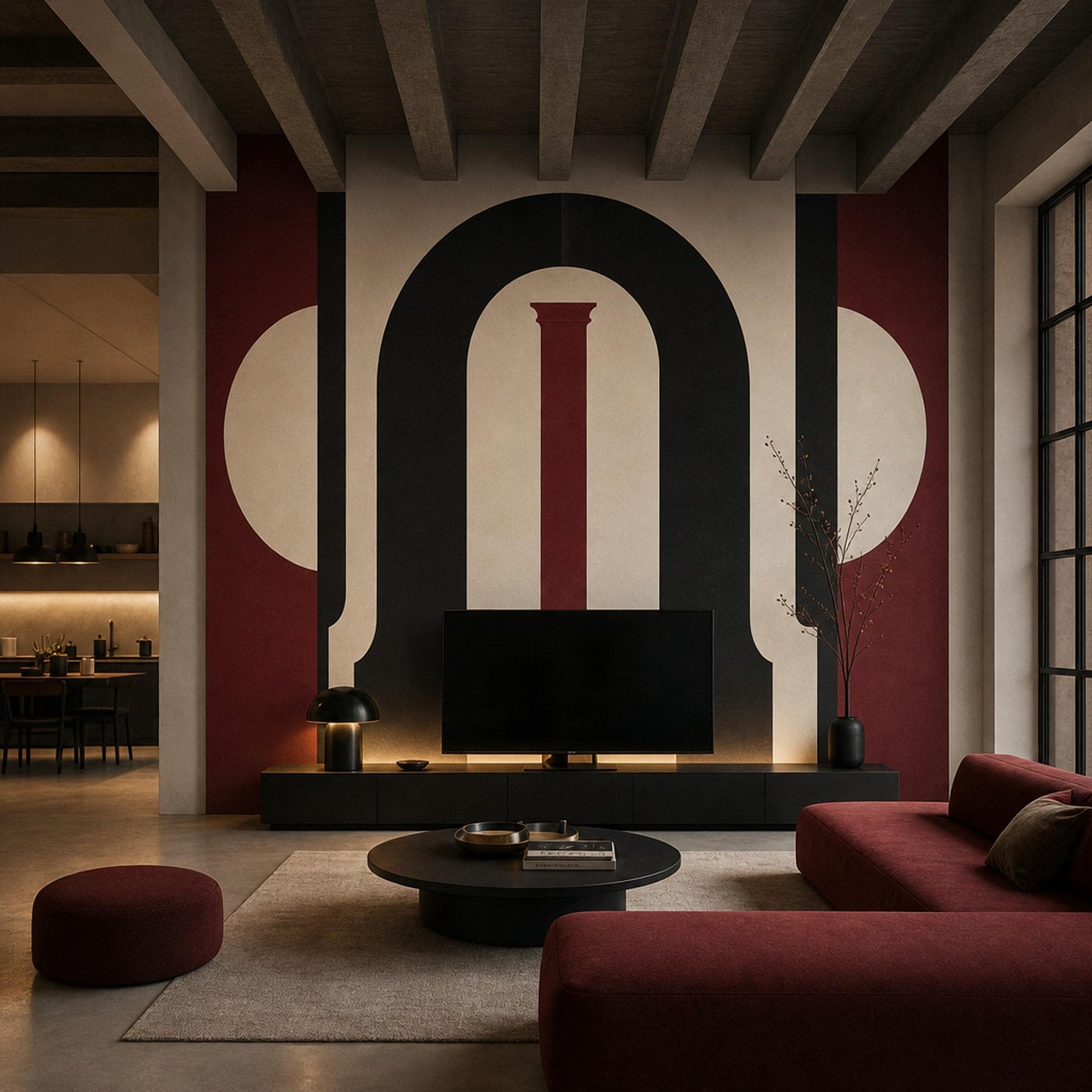 Architectural Arch Wall Mural Bauhaus Luxe Interior Modern Geometric Statement Wall Decor