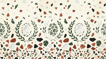 Roman Terrazzo Wallpaper Classical Laurel Marble Pattern Mediterranean Luxury Decor