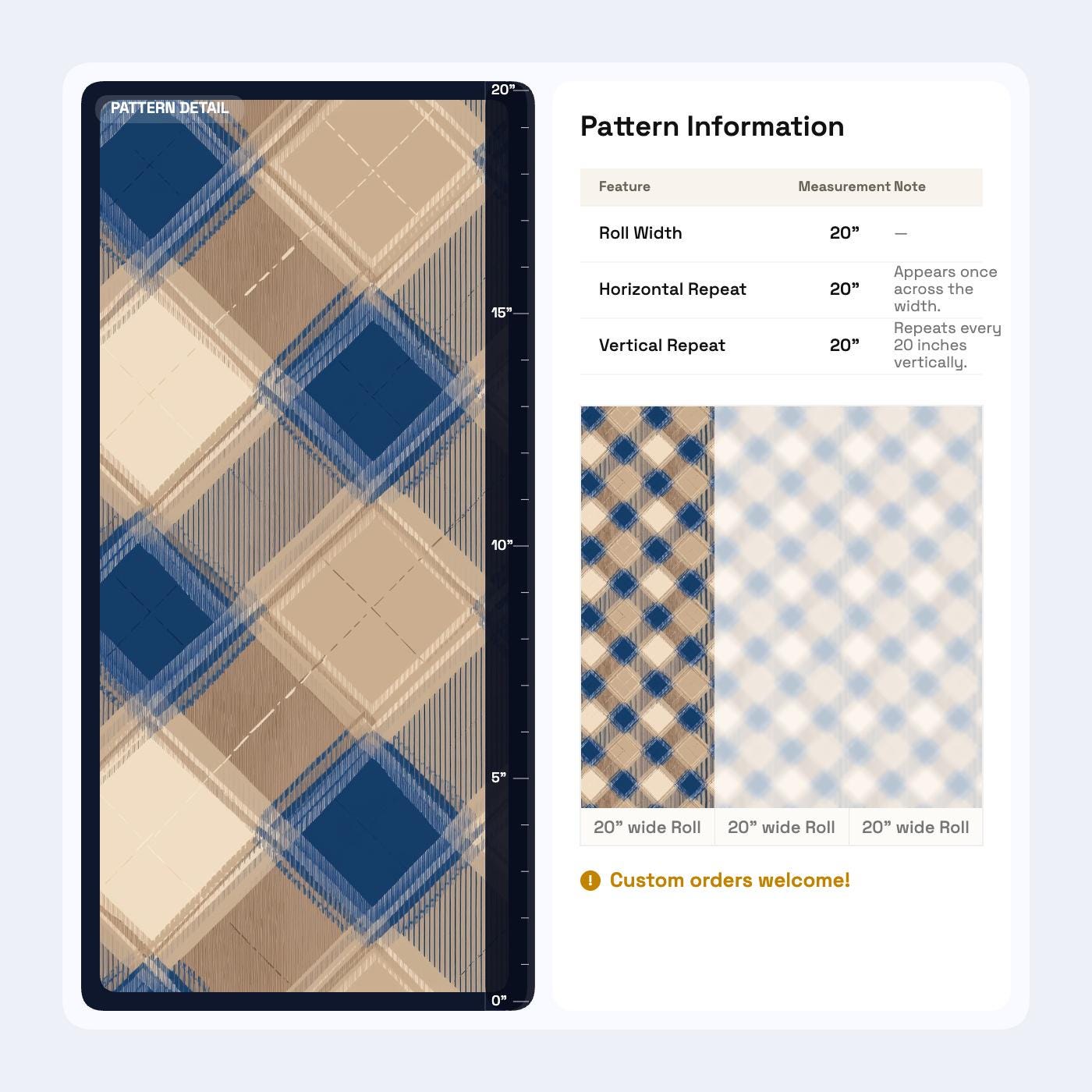 Modern Plaid Wallpaper Blue Beige Geometric Check Wall Decor